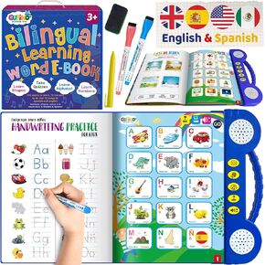 Bilingual Preschool Learning Activities with 2 Dry Erase Markers, Great Toddler Learning Activities. Reusable Spanish and English Preschool Workbook Homeschool Supplies in Kuwait