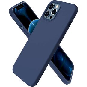 ORNARTO Compatible with iPhone 12 PRO MAX Case 6.7", Slim Liquid Silicone 3 Layers Full Covered Soft Gel Rubber Phone Case Protective Cover with Microfiber Lining 6.7 inch-Navy Blue
