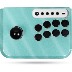 Glossy Glitter Gaming Skin Compatible with Hori Fighting Stick Mini (PS5, PS4, PC) - Solid Turquoise - Premium 3M Vinyl Protective Wrap Decal Cover - Easy to Apply | Crafted in The USA by MightySkins