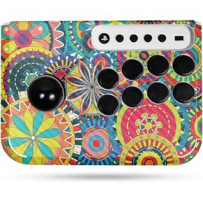 Carbon Fiber Gaming Skin Compatible with Hori Fighting Stick Mini (PS5, PS4, PC) - Flower Wheels - Premium 3M Vinyl Protective Wrap Decal Cover - Easy to Apply | Crafted in The USA by MightySkins