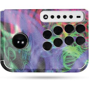 Glossy Glitter Gaming Skin Compatible with Hori Fighting Stick Mini (PS5, PS4, PC) - Neon Splatter - Premium 3M Vinyl Protective Wrap Decal Cover - Easy to Apply | Crafted in The USA by MightySkins