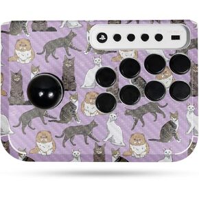 Carbon Fiber Gaming Skin Compatible with Hori Fighting Stick Mini (PS5, PS4, PC) - Cat Chaos - Premium 3M Vinyl Protective Wrap Decal Cover - Easy to Apply | Crafted in The USA by MightySkins