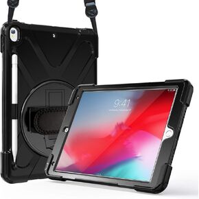 ProCase Rugged Heavy Duty Case for iPad Air 3 10.5 Case 2019/ iPad Pro 10.5 2017, Shockproof Protective Cover Case with Rotating Kickstand for iPad Air (3rd Gen) 10.5" 2019/ iPad Pro 10.5" 2018 Black