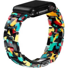 Wongeto Resin Strap Compatible with iWatch Band 38mm 40mm 41mm Apple Watch SE Series 8/7/6/5/4/3/2/1 Women Girl Men,Light Resin Waterproof Strap(Rose Gold+Tortoise 38/40/41mm)
