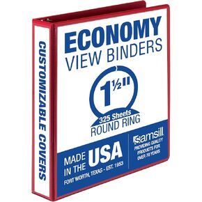 Samsill Economy 1 Inch 3 Ring Binder, Made in the USA, Round Ring Binder, Customizable Clear View Cover, Black, 24 Pack (MP248530)