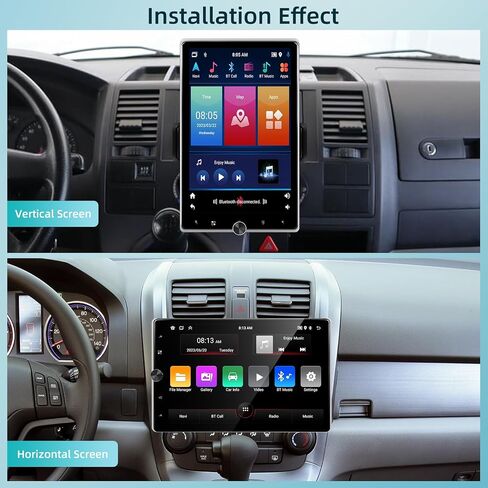 [2+64G] Android Single Din Car Stereo - 10.4 Inch Rotating Touch Screen Radio with Wireless Carplay & Android Auto, EQ, WiFi, GPS, FM RDS, Mirror Link + AHD Backup Camera & MIC in Saudi Arabia