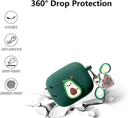 [ 3-in-1 ] Soft Silicone Case Compatible with JBL Tune 230NC TWS with Cleaning Kit, Cute Avocado Creativity Fruit Shock Cover for Tune 230NCTWS in Saudi Arabia