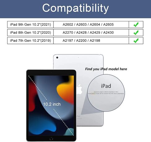 حافظة iPad لجهاز iPad 10.2 بوصة الجيل التاسع/الثامن/السابع، غطاء نحيف واقٍ وردي مع حامل أقلام، تنبيه/غفو تلقائي، حامل ذكي ثلاثي الطي - جلد صناعي in Kuwait