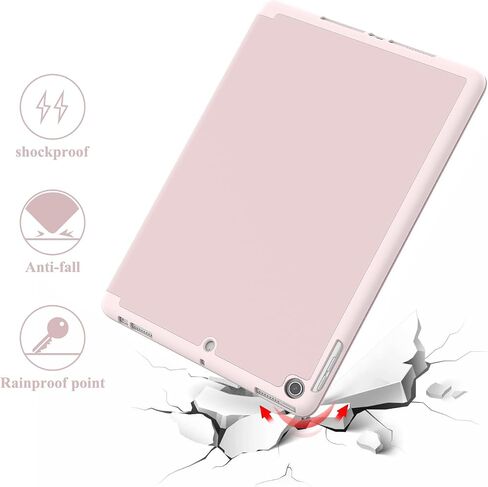 حافظة iPad لجهاز iPad 10.2 بوصة الجيل التاسع/الثامن/السابع، غطاء نحيف واقٍ وردي مع حامل أقلام، تنبيه/غفو تلقائي، حامل ذكي ثلاثي الطي - جلد صناعي in Kuwait