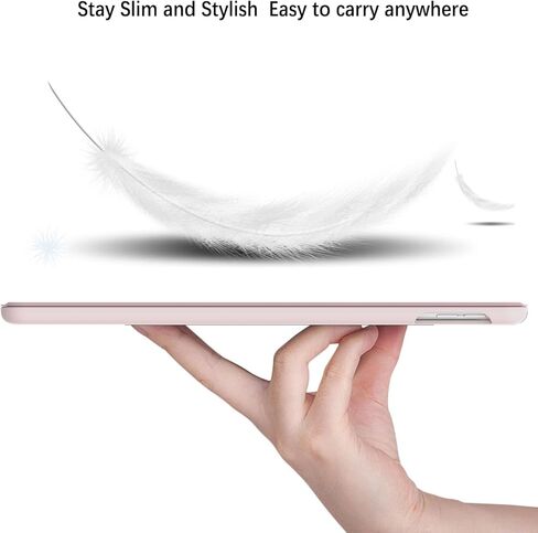 حافظة iPad لجهاز iPad 10.2 بوصة الجيل التاسع/الثامن/السابع، غطاء نحيف واقٍ وردي مع حامل أقلام، تنبيه/غفو تلقائي، حامل ذكي ثلاثي الطي - جلد صناعي in Kuwait