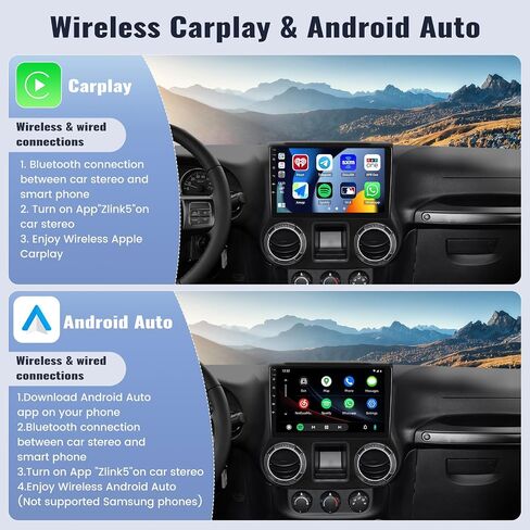 SIXWIN Android 13 Car Stereo for Jeep Wrangler 2015-2017 شاشة لمس 10.1 بوصة 2G + 32G CarPlay Android Auto Mirror Link 26UI راديو السيارة بلوتوث GPS للملاحة WiFi FM SWC كاميرا احتياطية MIC... in Kuwait