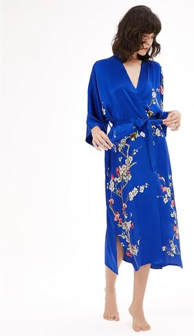 رداء كيمونو نسائي، أرواب ساتان ناعمة وخفيفة الوزن وطويلة، بيجامة نوم رداء حمام خفيف لملابس النوم وملابس الاسترخاء in Kuwait