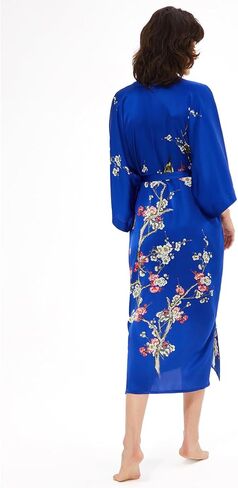 رداء كيمونو نسائي، أرواب ساتان ناعمة وخفيفة الوزن وطويلة، بيجامة نوم رداء حمام خفيف لملابس النوم وملابس الاسترخاء in Kuwait