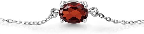 سوار سوليتير من الفضة الإسترليني عيار 925 من Gem Stone King للنساء (0.75 قيراط، قطع بيضاوي 7 × 5 مم، حجر ميلاد من الأحجار الكريمة، قابل للتعديل بالكامل حتى 9 بوصة) in Saudi Arabia