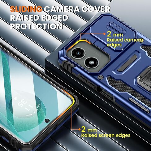 Maxdara for Moto G 5G 2024 Case, with Slide Camera Cover & Built-in Rotating Ring Holder Kickstand & Glass Screen Protector Protective Phone Case for Motorola Moto G 5G 2024, Black in Saudi Arabia