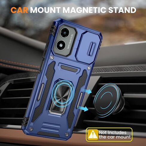 Maxdara for Moto G 5G 2024 Case, with Slide Camera Cover & Built-in Rotating Ring Holder Kickstand & Glass Screen Protector Protective Phone Case for Motorola Moto G 5G 2024, Black in Saudi Arabia