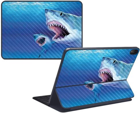 MightySkins Carbon Fiber Skin for Apple iPad Pro Smart Keyboard 12.9" (2018) - Teal Leopard - Protective, Durable Textured Carbon Fiber Finish - Easy to Apply and Change Styles - Made in The USA in Kuwait