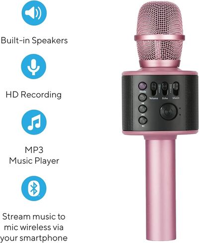 Core Innovations Wireless Bluetooth Karaoke Microphone with LED Lights, Built-in Speakers + HD Recording in Saudi Arabia