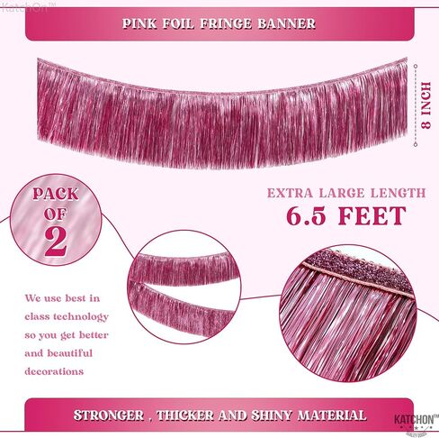 لافتة ذات شراشيب فضية كبيرة الحجم من كاتشون - 6.5 قدم، عبوة من قطعتين | إكليل فضي هامشي لديكورات الحفلات الفضية | لافتة فضية لامعة لرأس السنة الجديدة السعيدة لديكورات فضية للعام الجديد السعيد in Kuwait