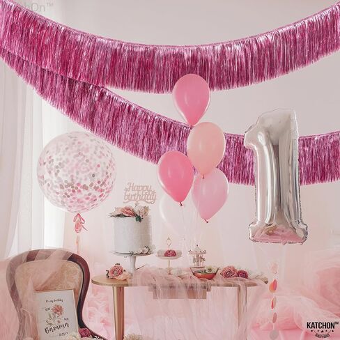 لافتة ذات شراشيب فضية كبيرة الحجم من كاتشون - 6.5 قدم، عبوة من قطعتين | إكليل فضي هامشي لديكورات الحفلات الفضية | لافتة فضية لامعة لرأس السنة الجديدة السعيدة لديكورات فضية للعام الجديد السعيد in Kuwait