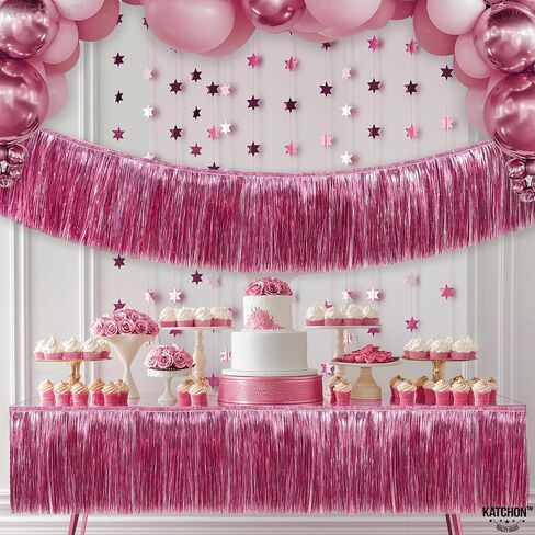 لافتة ذات شراشيب فضية كبيرة الحجم من كاتشون - 6.5 قدم، عبوة من قطعتين | إكليل فضي هامشي لديكورات الحفلات الفضية | لافتة فضية لامعة لرأس السنة الجديدة السعيدة لديكورات فضية للعام الجديد السعيد in Kuwait