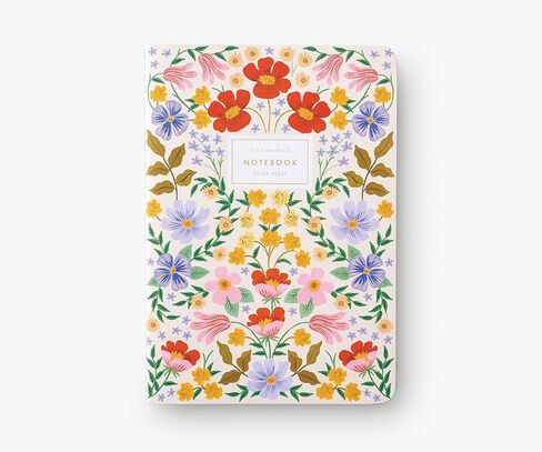 شركة RIFLE PAPER CO. مجموعة دفاتر ملاحظات مخيطة مكونة من 6 | 64 صفحة مسطرة بالحبر الذهبي (غطاء ورقي من القماش مع ورق نص داخلي أبيض)، طاووس وكوبية in Kuwait
