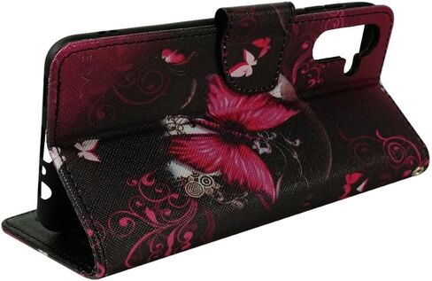 Zase Design Cover for Samsung Galaxy A13 5G Protective Wallet Case, Galaxy A13 6.5inch Case Cute Woman Girls Premium PU Leather Flip Folio w/Kickstand ID Card Slot Wrist Strap (Hot Pink Butterfly) in Saudi Arabia