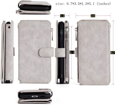 MODOS LOGICOS Case for Samsung Galaxy S20 Ultra / S20 Ultra 5G, [Detachable Wallet][Zipper Cash Storage][14 Card Slots 1 Id Window] PU Leather Purse with Removable Inner Magnetic TPU Case - Grey in Saudi Arabia