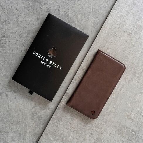 Porter Riley - Leather Case for iPhone 13 (6.1"). Premium Genuine Leather Stand/Cover/Wallet/Flip Case with [Card Slots] [Horizontal Stand] [Durable Frame] (Chocolate Brown) in Saudi Arabia