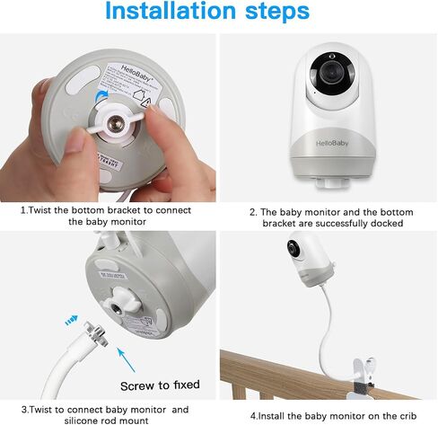 Flexible Clip Clamp Mount Compatible with HelloBaby HB6550/HB65/HB6550 pro/HB66/HB248 - Baby Monitor Holder/Shelf/Stand for Crib Nursery 360° in Saudi Arabia