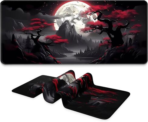 Gaming Mouse Pad with Cute Frog, Extended Large Mousepad for Desk, Kawaii Anime Design with Non-Slip Base 31.5 x 11.8 in, Stitched Edges for Gaming and Office Work in Saudi Arabia