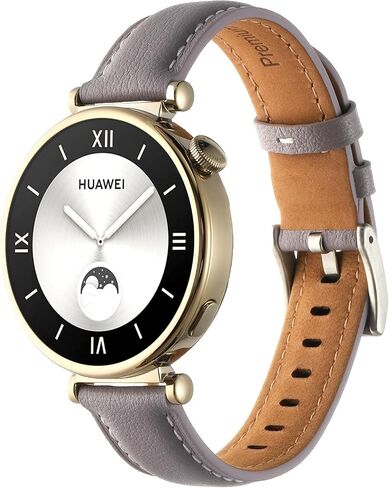 سوار ساعة جلدي متوافق مع ساعة Huawei Watch GT 4 حزام ساعة 18 ملم بإبزيم من الفولاذ المقاوم للصدأ قابل للتعديل مخصص لساعة Huawei Watch GT 4 (41 ملم) in Saudi Arabia