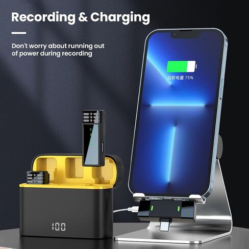 JoyGeek Wireless Lavalier Microphone with Charging Case,Noise Cancellation Mini Lapel Mics for iPhone Android,Plug-Play 20H Battery USB Clip Microphone -Cordless Recording Mic for Interview Video Vlog in Saudi Arabia
