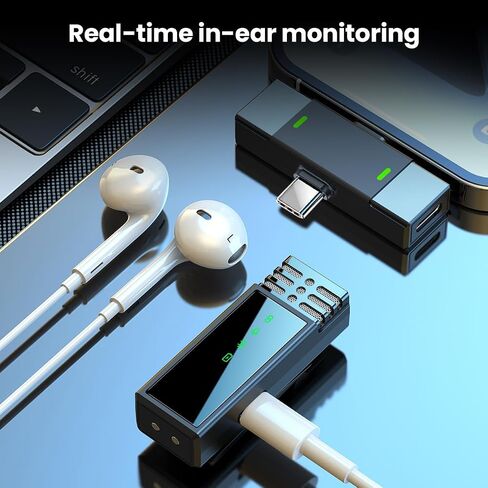 JoyGeek Wireless Lavalier Microphone with Charging Case,Noise Cancellation Mini Lapel Mics for iPhone Android,Plug-Play 20H Battery USB Clip Microphone -Cordless Recording Mic for Interview Video Vlog in Saudi Arabia