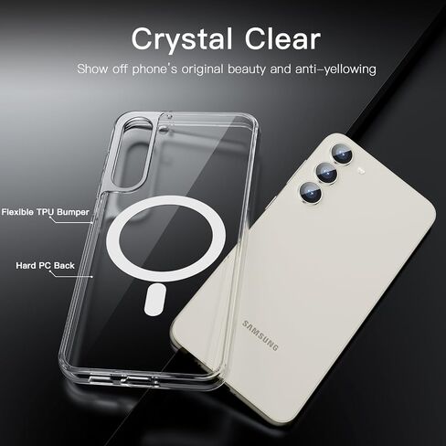 حافظة JETech مغناطيسية لهاتف Samsung Galaxy S23 مقاس 6.1 بوصة، متوافقة مع MagSafe، غطاء هاتف واقٍ مقاوم للصدمات، ظهر صلب غير أصفر من البولي كربونات (شفاف) in Saudi Arabia