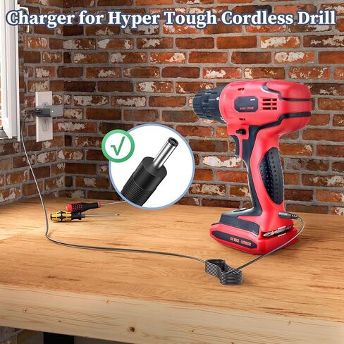مصدر طاقة 9 فولت لمحول التيار المتردد للمثقاب اللاسلكي Hyper Tough متوافق مع شاحن المثقاب اللاسلكي Hyper Tough AQ75072G AQ75046G 8 فولت لسلك الطاقة HT HT06-0900500U HT060900500U in Kuwait