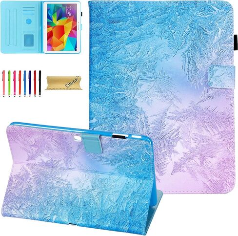 Dteck Wallet Case for Galaxy Tab 4 10.1 Tablet (SM-T530/T531/T535) - [Corner Protection] Multi-Angle Viewing Stand Slim Folio Smart Case Cover with Auto Sleep/Wake Function, Gold Pineapples in Saudi Arabia