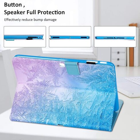 Dteck Wallet Case for Galaxy Tab 4 10.1 Tablet (SM-T530/T531/T535) - [Corner Protection] Multi-Angle Viewing Stand Slim Folio Smart Case Cover with Auto Sleep/Wake Function, Gold Pineapples in Saudi Arabia