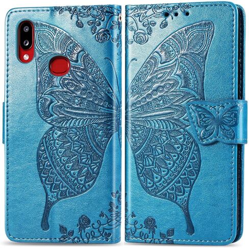 حافظة محفظة ONV لهاتف Samsung Galaxy A10E - حافظة جلدية طويلة منقوشة على شكل فراشة ومزودة بفتحة للبطاقة المغناطيسية ومسند + غطاء من مادة TPU لهاتف Samsung Galaxy A10E [HZD] - أسود in Saudi Arabia