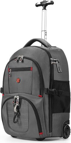 21x14x9 Rolling Backpack with Wheels - Water-Resistant, 17.3" Laptop Compartment, Ideal Carry-On for Overnight Travel, College, Work - Wheeled Business Backpack for Adults (Blue) in Saudi Arabia