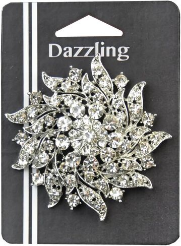 Belagio Enterprises 2-1/2-inch Floral Rhinestone Brooch 1 Piece, Silver/Crystal in Saudi Arabia