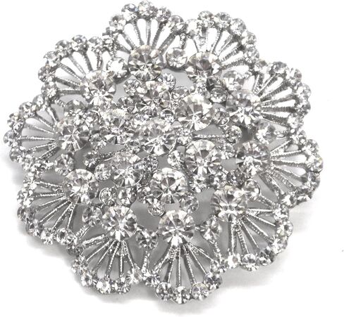 Belagio Enterprises 2-1/2-inch Floral Rhinestone Brooch 1 Piece, Silver/Crystal in Saudi Arabia