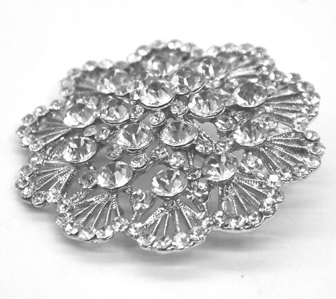 Belagio Enterprises 2-1/2-inch Floral Rhinestone Brooch 1 Piece, Silver/Crystal in Saudi Arabia