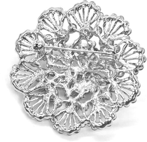 Belagio Enterprises 2-1/2-inch Floral Rhinestone Brooch 1 Piece, Silver/Crystal in Saudi Arabia