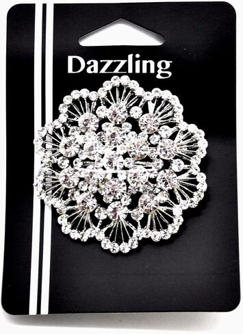 Belagio Enterprises 2-1/2-inch Floral Rhinestone Brooch 1 Piece, Silver/Crystal in Saudi Arabia