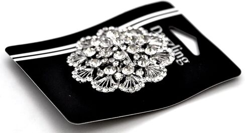 Belagio Enterprises 2-1/2-inch Floral Rhinestone Brooch 1 Piece, Silver/Crystal in Saudi Arabia