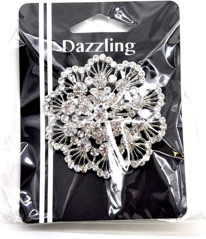 Belagio Enterprises 2-1/2-inch Floral Rhinestone Brooch 1 Piece, Silver/Crystal in Saudi Arabia