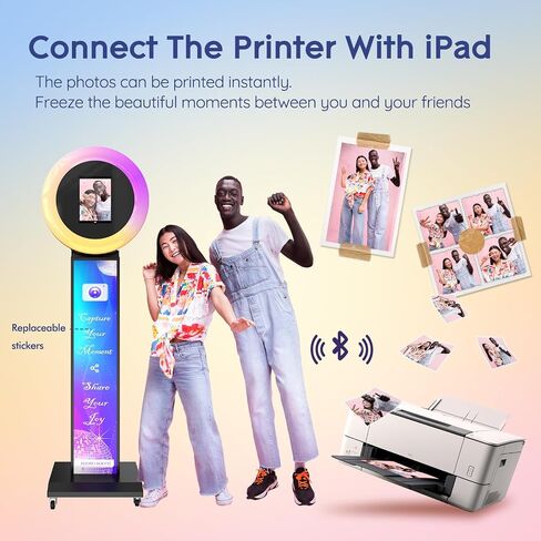 كشك صور Ipad كبير الحجم متوافق مع أي جهاز Ipad، كشك صور محمول لعيد الميلاد وحفلات الزفاف وحفلات الزفاف وحامل برمجي للتحكم في الضوء الدائري وحقيبة الطيران in Saudi Arabia