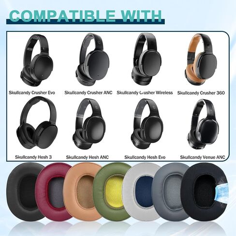 Replacement Ear Pads for Skullcandy Crusher Wireless/Evo/ANC Hesh 3/EVO/ANC, Headphones Ear Cushions, Headset Earpads, Ear Cups Cover-Burgundy in Saudi Arabia