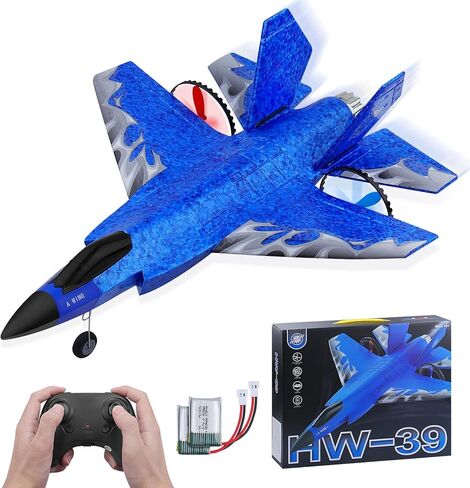 RC Plane 2CH RC Airplane Toys HW39 Fighter 2.4GHz Remote Control Plane RTF for Beginner, Kids and Adults F35 Aeroplane with Night Lights USB Charging (Red) in Saudi Arabia
